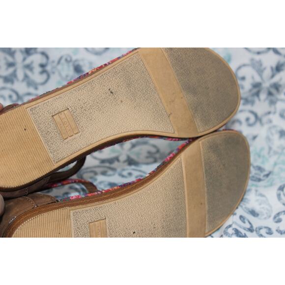 Toms Womens Multi-Color Tribal Boho‎ Leather Adjustable T-Strap Playa Sandals W7 - Picture 7 of 8